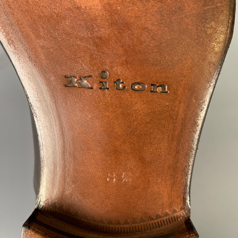 KITON Size 8.5 Brown Leather Oxford Lace-Up Shoes