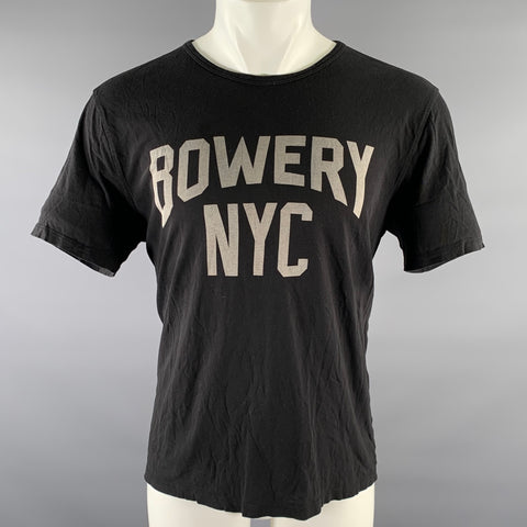 JOHN VARVATOS Size L Black Grey Graphic Cotton Scoop Neck T-shirt