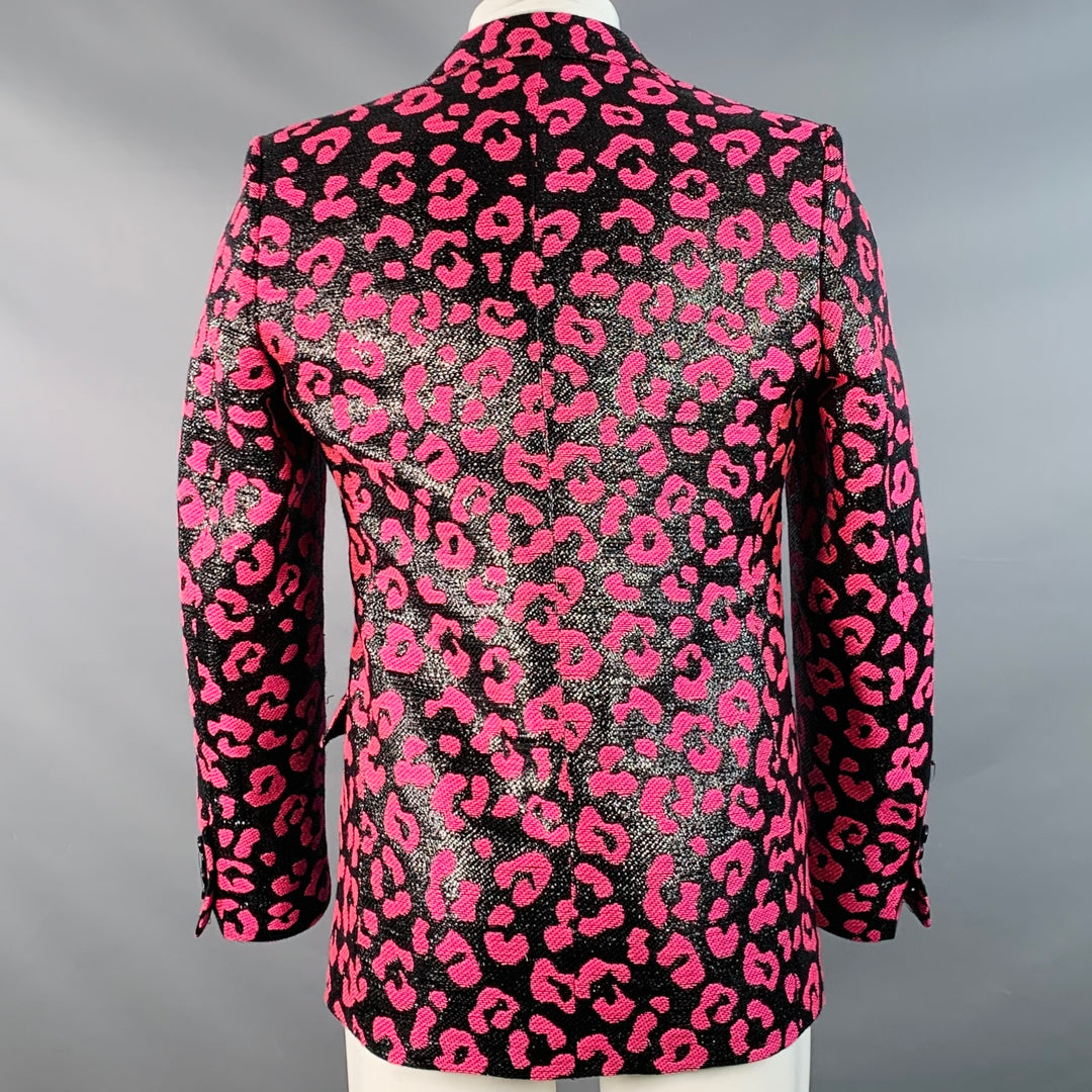 WALTER VAN BEIRENDONCK SS22 Size 38 Regular Sharp Blazer Black Hot Pink Sport Coat