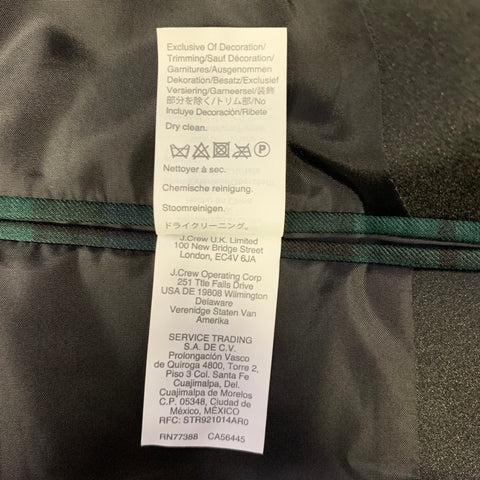 J.CREW Veste De Costume De Sport En Laine À Carreaux Vert Marine Taille 42 Regular
