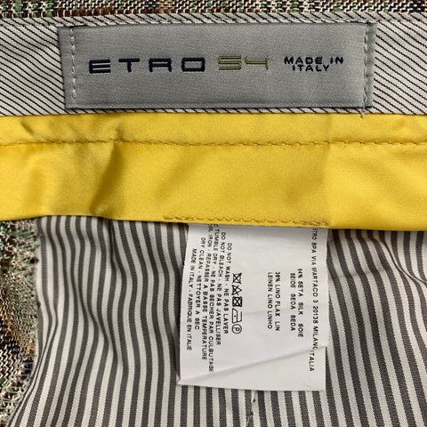ETRO Size 36 Grey Multi Color Plaid Silk Linen Zip Fly Dress Pants