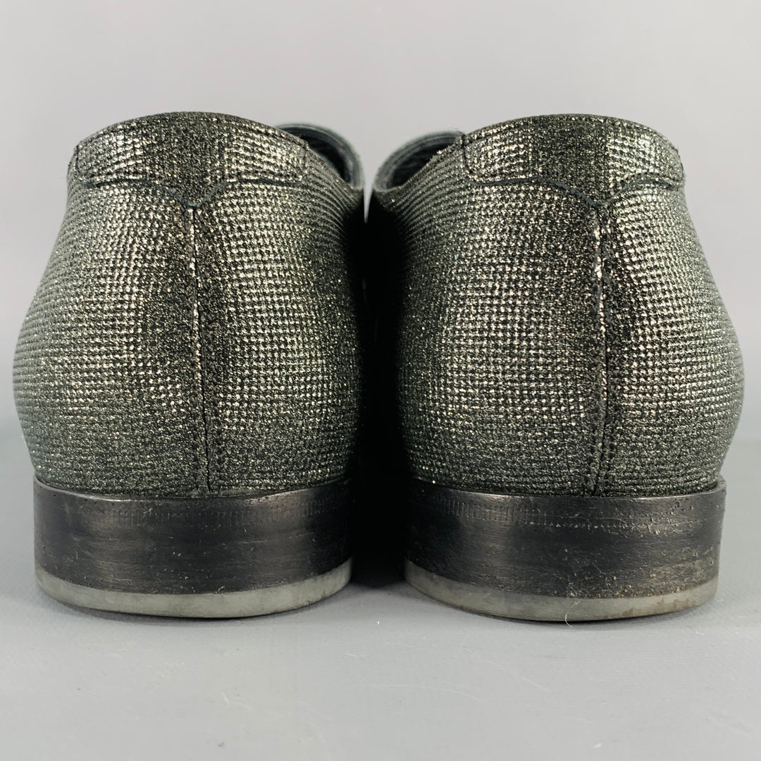 JIMMY CHOO Size 11 Grey Metallic Derby Lace-Up Shoes
