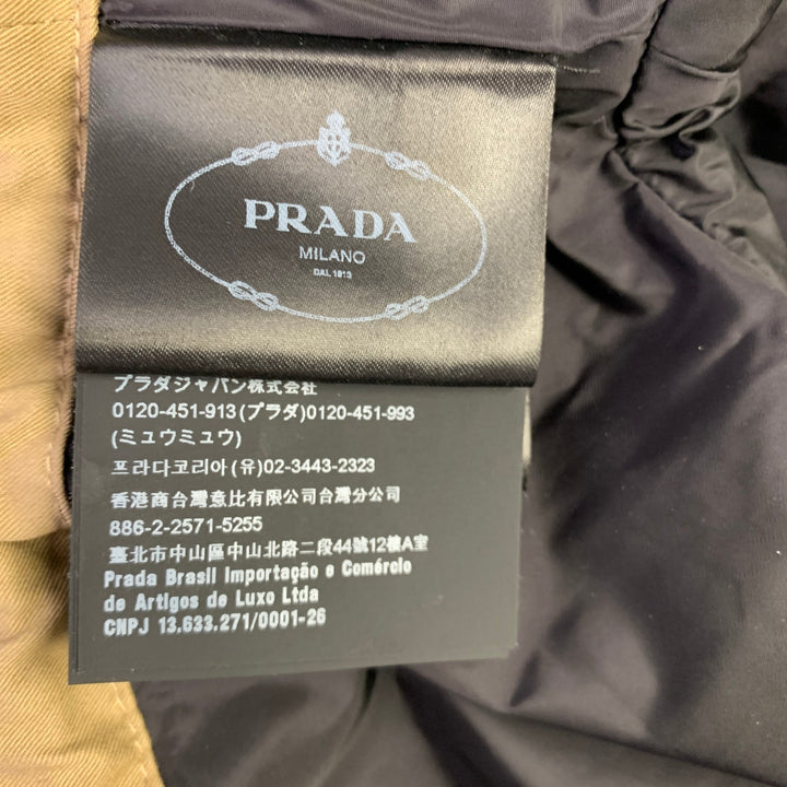PRADA Size 2 Khaki Orange Cotton Blend Contrast Trim Crop Jacket