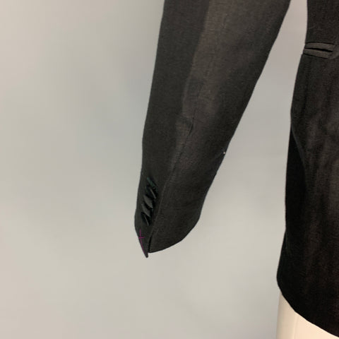 SUITSUPPLY Size 34 Black Linen Double Breasted Sport Coat