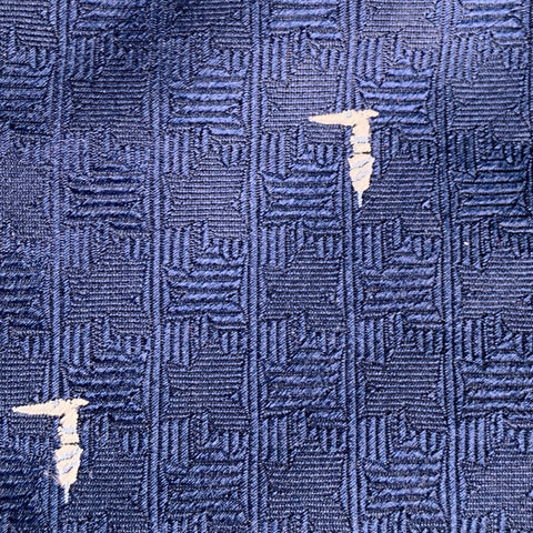 TRUSSARDI Navy White Textured Logo Silk Tie
