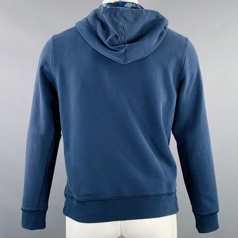 ALEXANDER MCQUEEN 2015 Size M Blue Red Print Cotton Hooded Sweatshirt