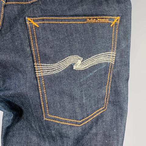 NUDIE JEANS Size 29 Blue Contrast Stitch Cotton Blend Slim Jeans