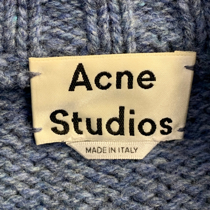 ACNE STUDIOS AW17 Size M Ovira Patch Blue Grey Wool Blend Patchwork Distressed Sweater