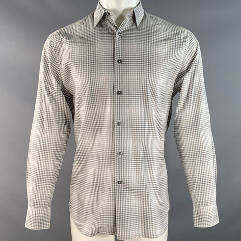 PS by PAUL SMITH Size S White Grey Checkered Cotton Long Sleeve Shirt