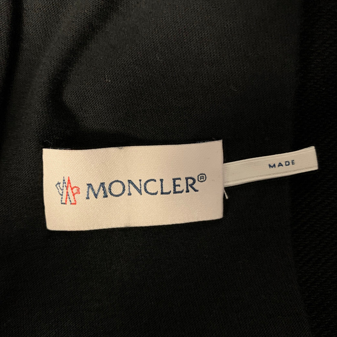 MONCLER Taille S Pantalon décontracté en coton noir à plis nervurés