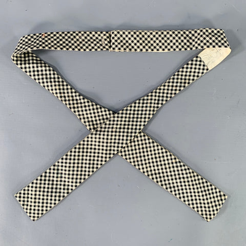 NEIMAN MARCUS Black White Gingham Cotton Batwing Bow Tie