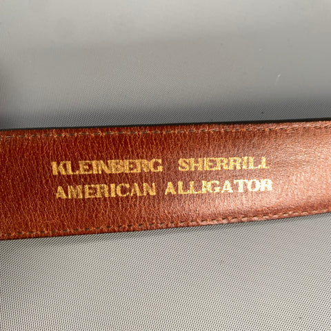 KLEINBERG SHERRILL Size 46 Black Croc Embossed Leather Belt