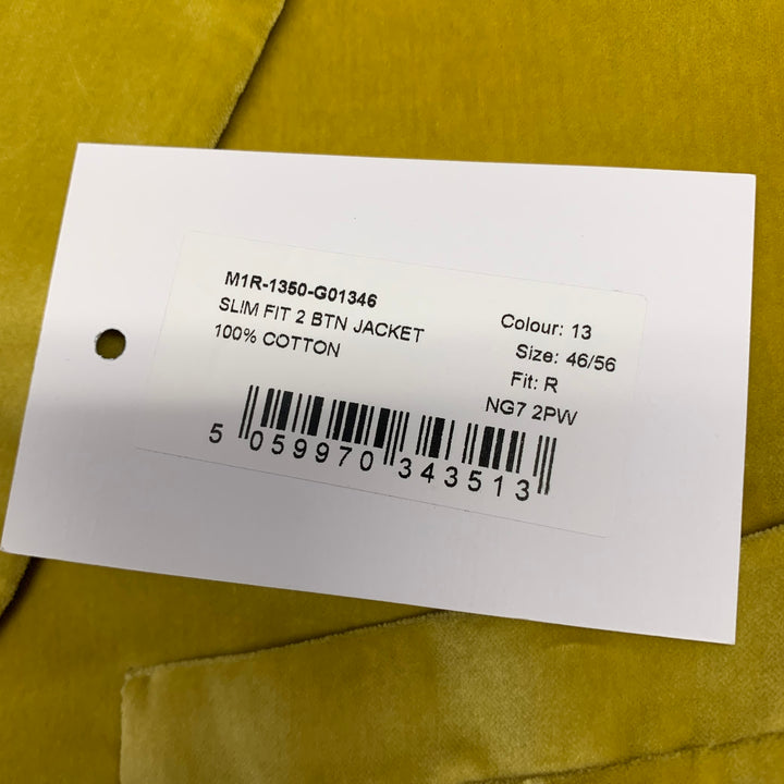 PAUL SMITH Chest Size 46 Regular Yellow Velvet Cotton Blend Sport Coat