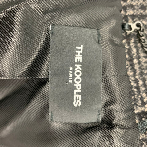 THE KOOPLES Size XL Grey Black Plaid Wool Blend Coat