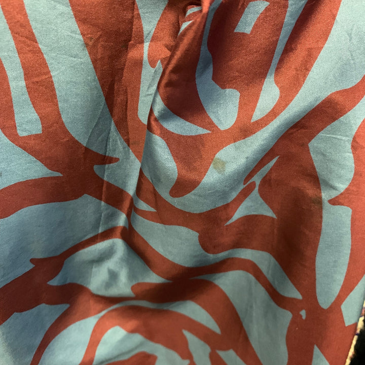 MARC JACOBS Size 4 Blue Burgundy Silk Abstract Floral Bubble Hem Dress