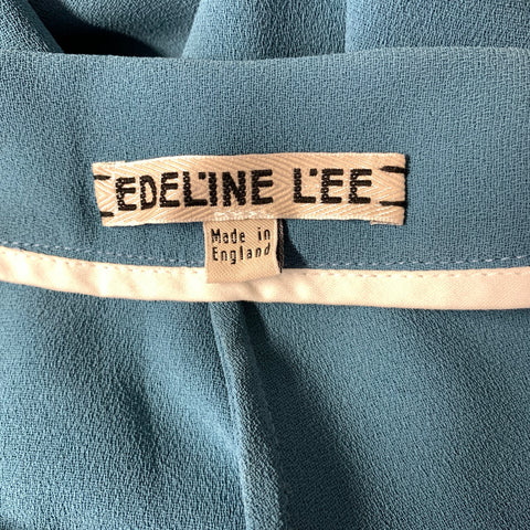 EDELINE LEE Size 0 Blue Polyester Wide Leg Dress Pants