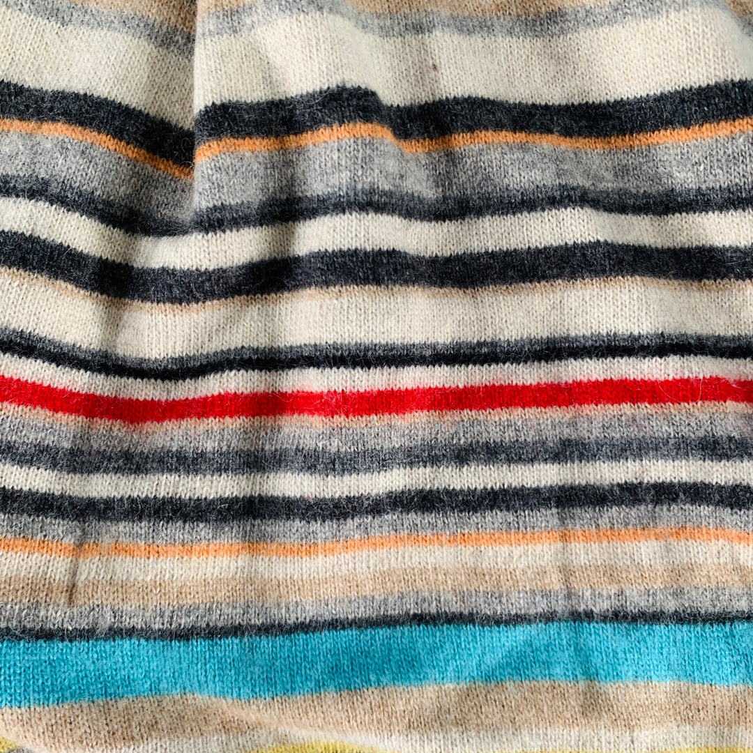 PAUL SMITH Multi Color Stripe Cashmere Blend Knit Scarf