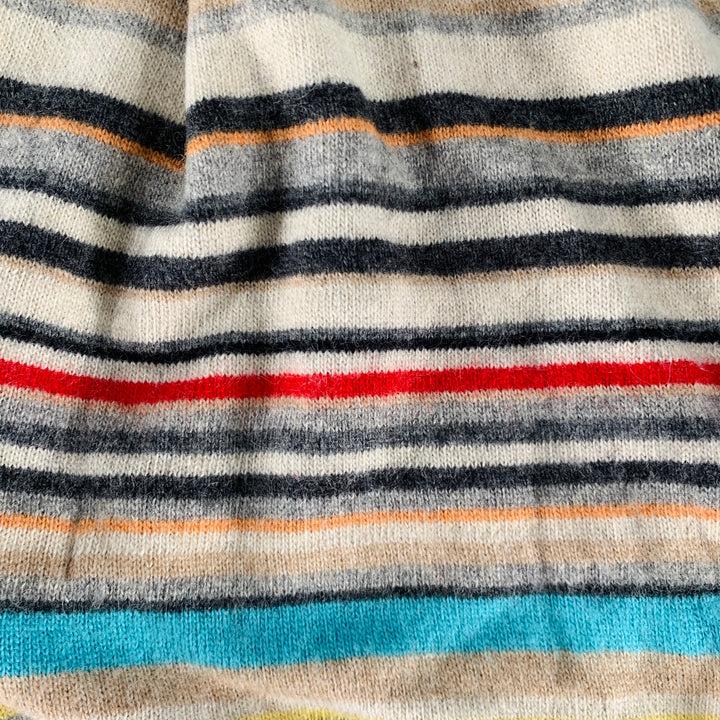 PAUL SMITH Multi Color Stripe Cashmere Blend Knit Scarf