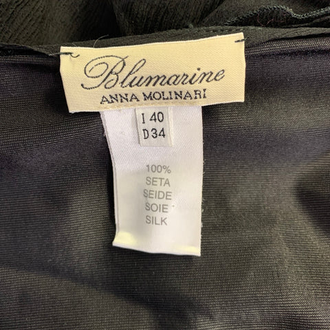 BLUMARINE Size S Black Silk Ruffled Knee-Length Skirt