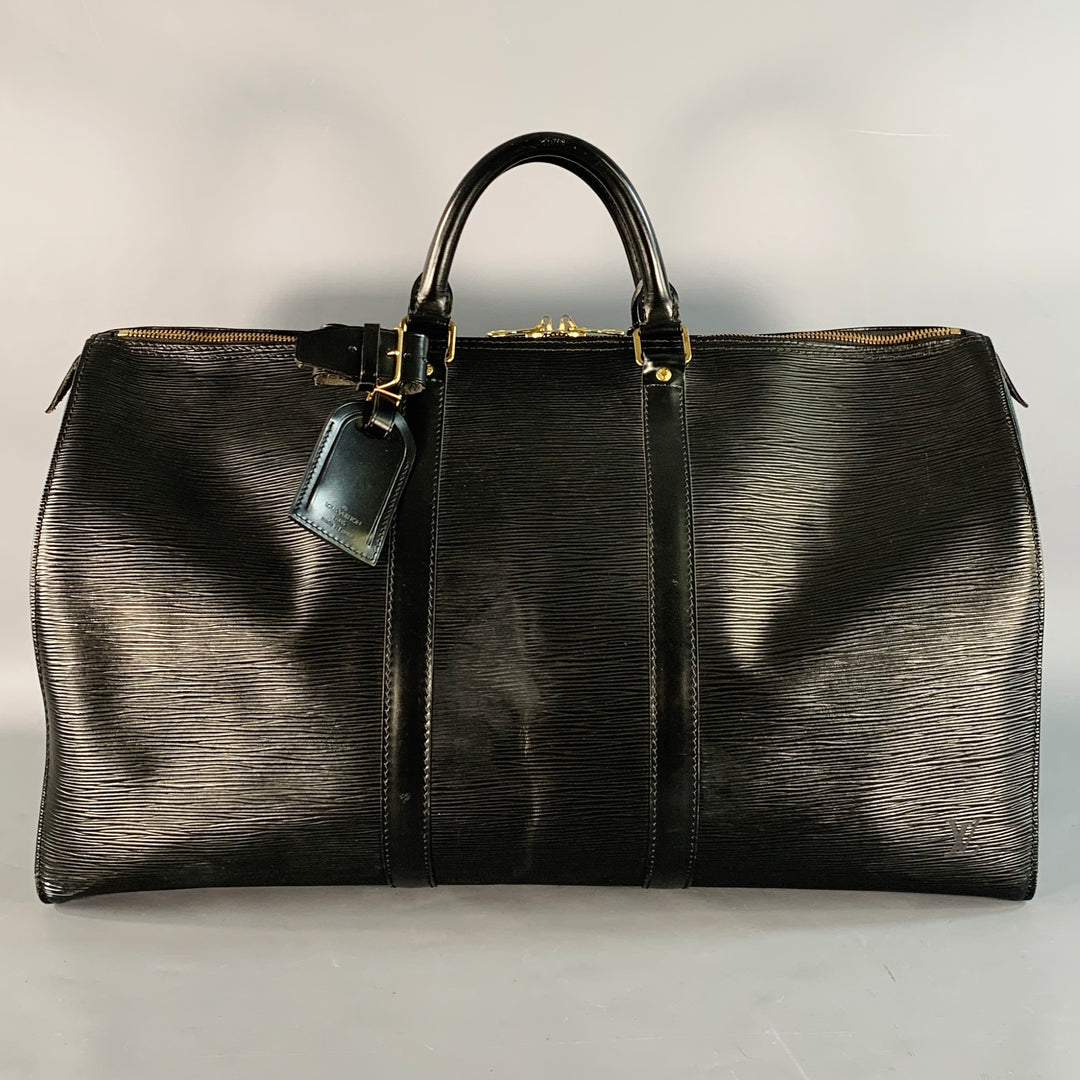 LOUIS VUITTON Keepall Black Epi Leather Duffle Bag