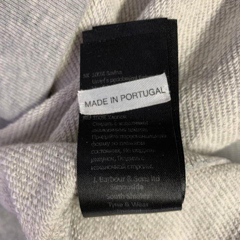 BARBOUR Size L Heather Grey Black Cotton Crew Neck Pullover