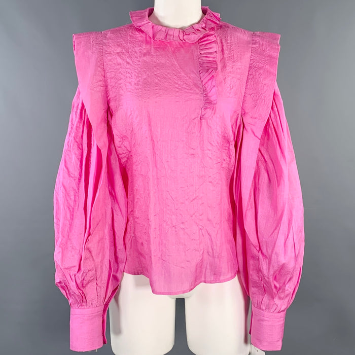 ISABEL MARANT Size 2 Chandra Pink Silk Ruffle Blouse