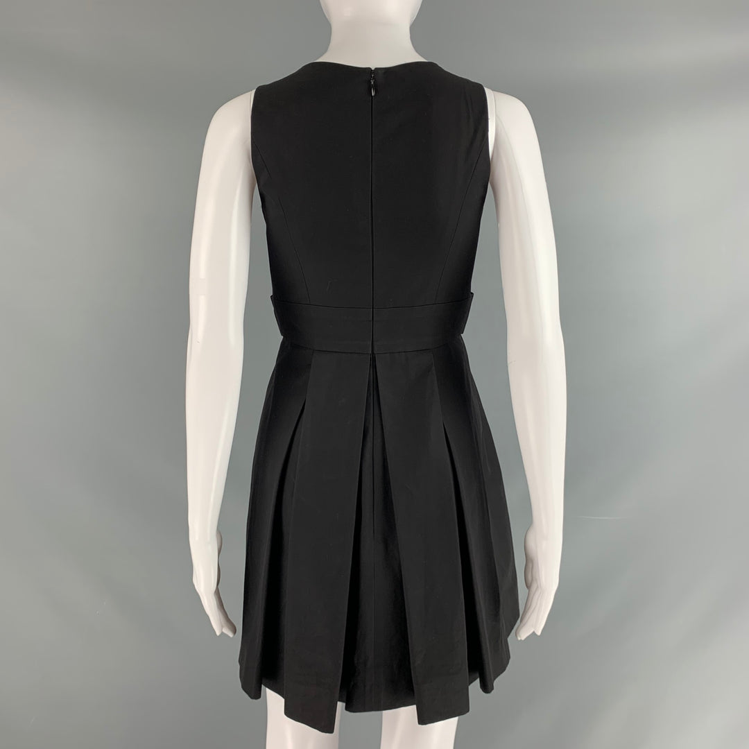 CHANEL Size 2 Black Cotton Pleated Sleeveless Dress