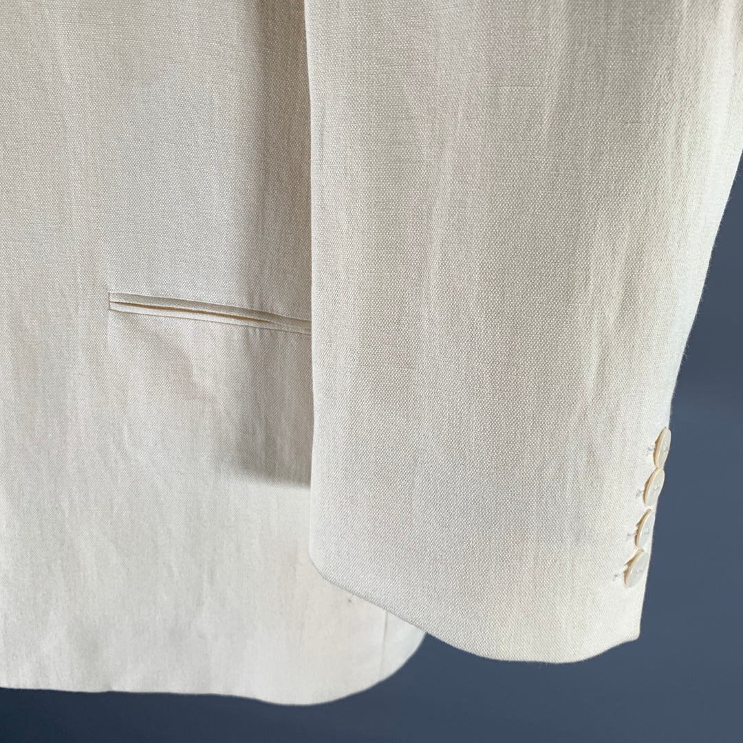 THE ROW Size L Cream Linen Blend Blazer