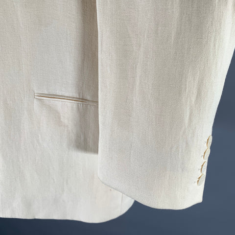THE ROW Size L Cream Linen Blend Blazer