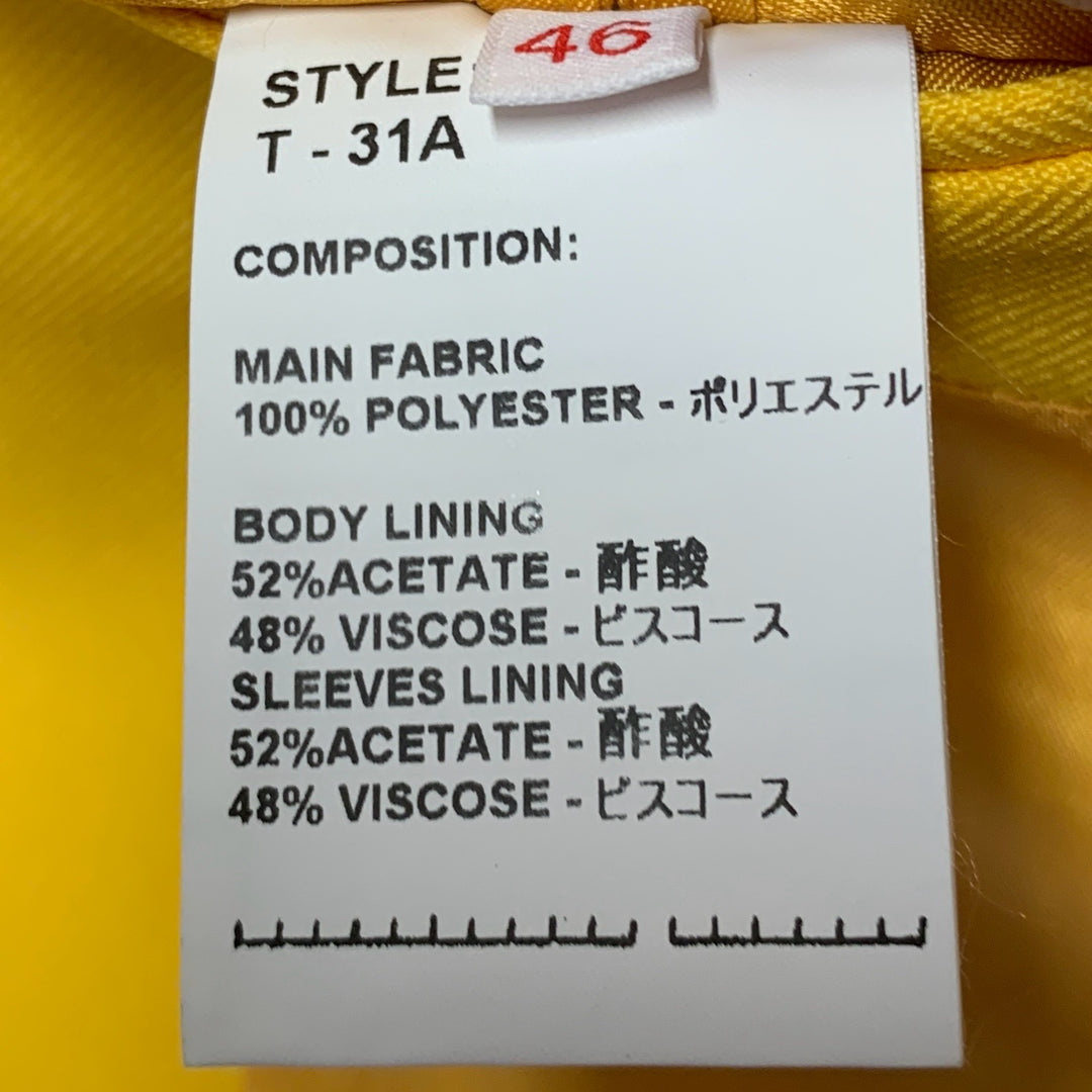 RANDOM IDENTITIES Size 36 Yellow Black Polyester Notch Lapel Suit