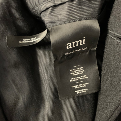 AMI by ALEXANDRE MATTIUSSI Size M Black Wool  Polyamide Peak Lapel Coat