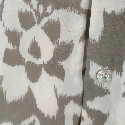 BYBLOS Size 46 Tan Cream Floral One Pocket Short Sleeve Shirt