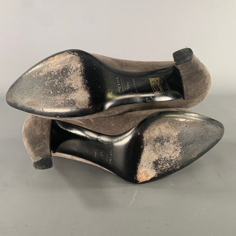 PRADA Size 9.5 Grey Suede Solid Pointed Toe Pumps