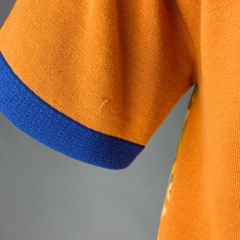 SASQUATCHfabrix Size XL Orange Green Abstract Cotton Collar Pullover
