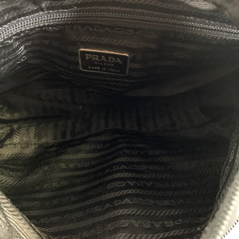 PRADA Black Silver Logo Nylon Shoulder Bag Bags