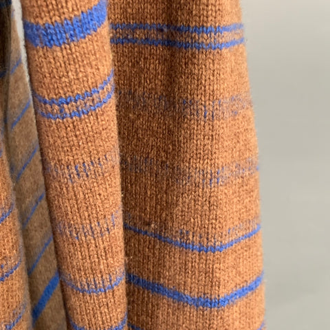 SACAI Size XL Brown Blue Orange Stripe Wool One Pocket Crew Neck Sweater