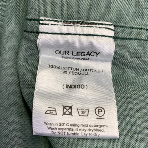 OUR LEGACY Size 38 Green Cotton One Pocket Long Sleeve Shirt