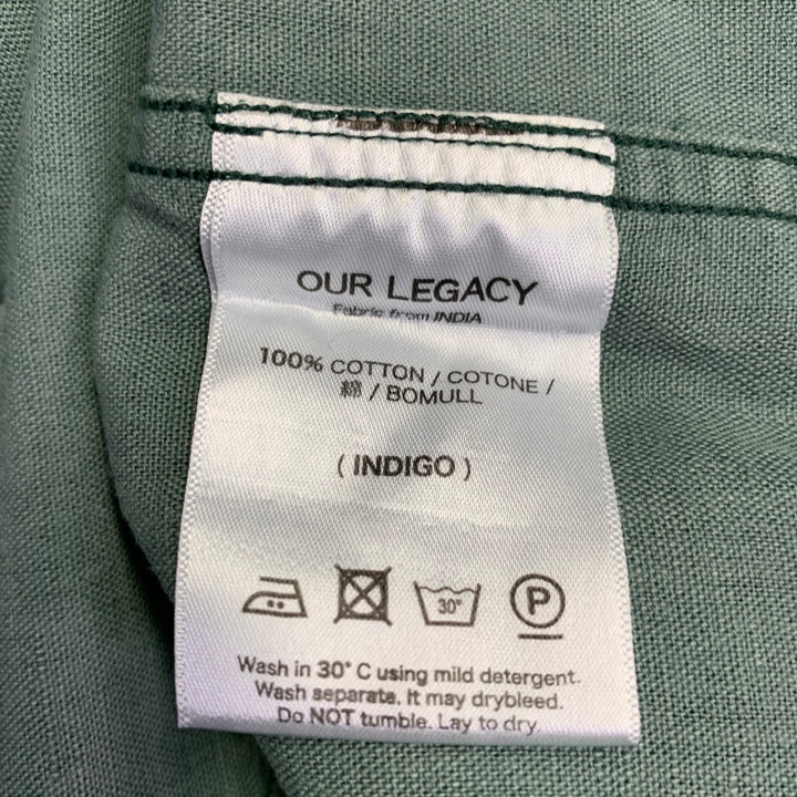 OUR LEGACY Size 38 Green Cotton One Pocket Long Sleeve Shirt