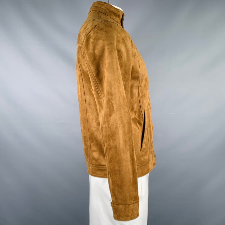 EMPORIO ARMANI Size L Camel Faux Suede Zip Up Jacket