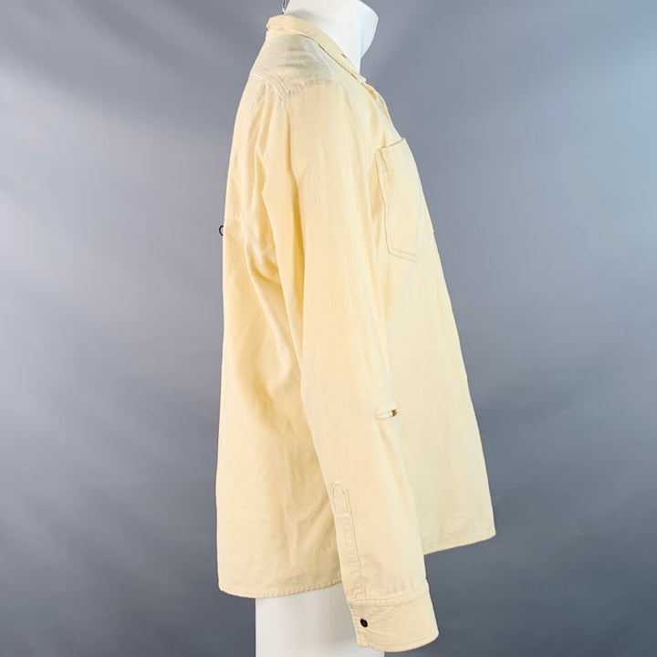 NICE COLLECTIVE Size M Cream Corduroy Cotton Two Pockets Snaps Long Sleeve Shirt