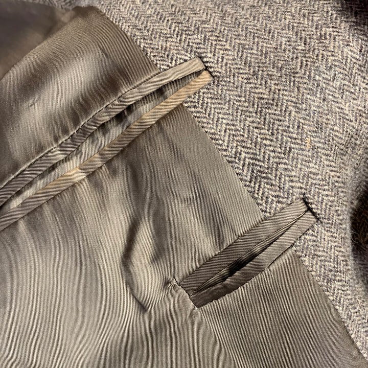 POLO by RALPH LAUREN Size 42 Long Brown Herringbone Virgin Wool Suit