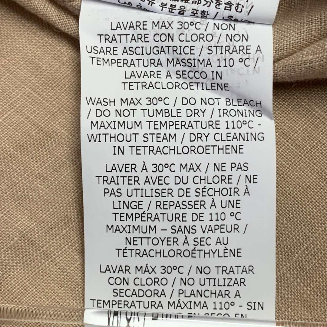 ASPESI Size XL Peach Linen Half Placket Long Sleeve Shirt