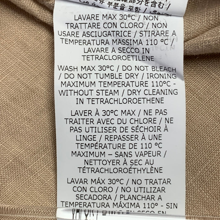 ASPESI Size XL Peach Linen Half Placket Long Sleeve Shirt