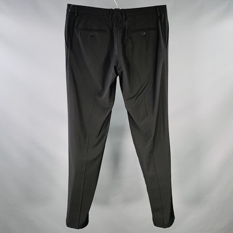 DOLCE & GABBANA Size 36 Black Textured Wool Zip Fly Dress Pants