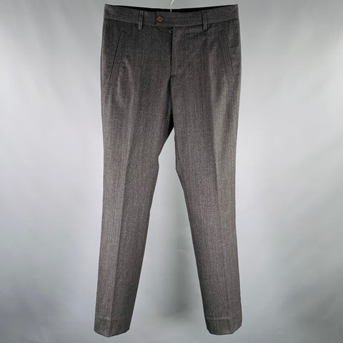 Pantalon habillé GIORGIO ARMANI en twill gris anthracite de laine vierge mélangée, taille 32