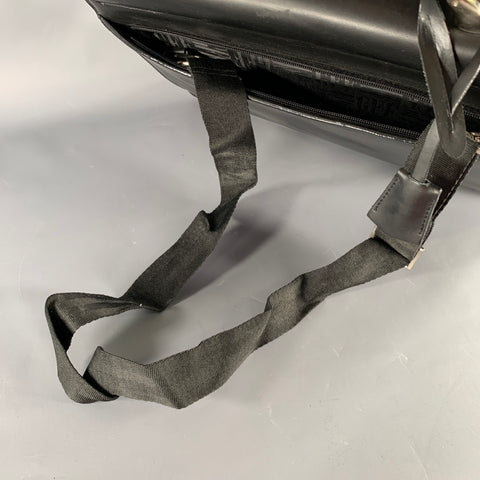 GIANFRANCO FERRE Black Leather Briefcase Push Lock Bag