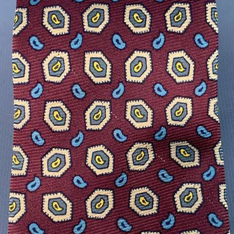 POLO by RALPH LAUREN Burgundy Grey Beige Paisley Silk Tie