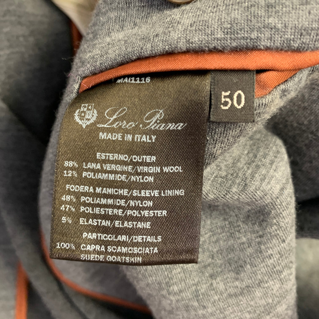 LORO PIANA Size 40 Grey Virgin Wool Single Breasted Notch Lapel Jacket