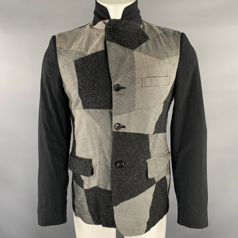 COMME des GARCONS BLACK Chest Size M Black Grey & White Patchwork Sport Coat