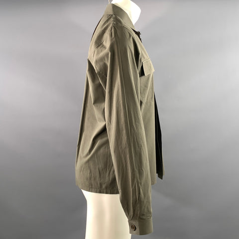BOTTEGA VENETA Size M Green Olive Solid Cotton Dagger Long Sleeve Shirt